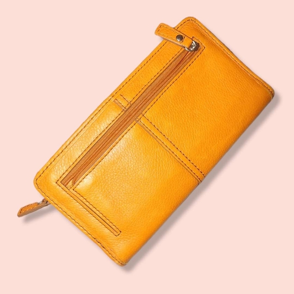 ʕ·ᴥ·ʔ Fossil Wallet Orange Leather - Picture 2 of 9
